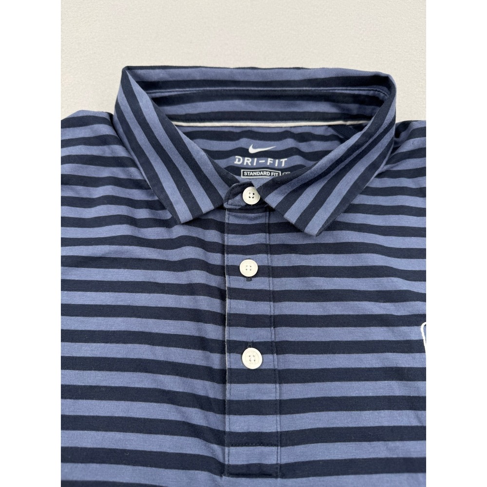 Nike Dri-FIT TPC Sawgrass Golf Polo Shirt Mens XL Blue Striped Short Sleeve - Picture 3 of 9